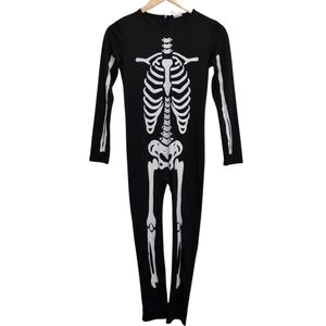 Youth Large One Piece Onesie Skeleton Halloween Costume Gender Neutral Back Zip